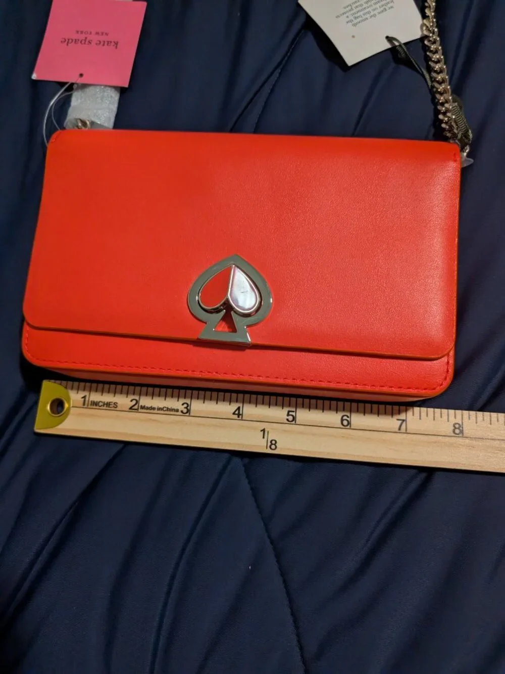 Kate Spade Nicola twistlock bag/chainwallet NWT Orange Gold Chain Strap